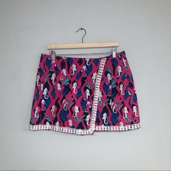 Crown‎  & Ivy Skort Seahorse Pink Blue Crochet Wrap Style Size 12 US Petite - Picture 2 of 9